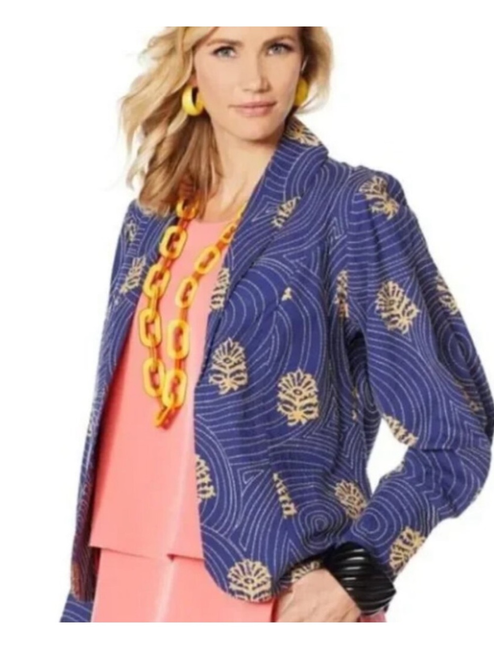 NWT RARA AVIS by Iris Apfel Embroidered Open Front Lightweight Blazer Size XL